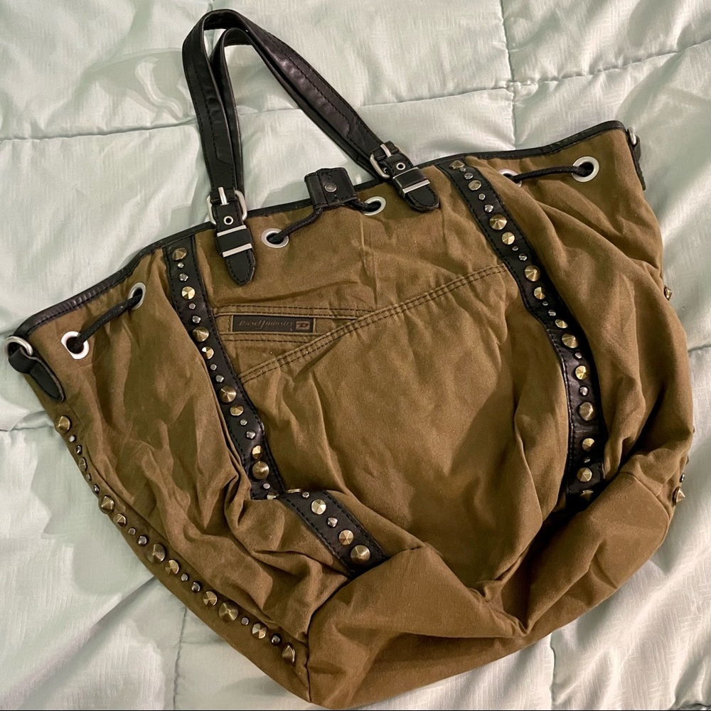 Diesel Canvas Studded Tote/Hand Carry Bag